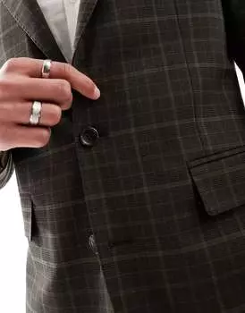 Коричневый пиджак в тонкую клетку Gianni Feraud