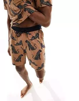 Коричневый пижамный комплект Chelsea Peers x The Wellness Project Jaguar