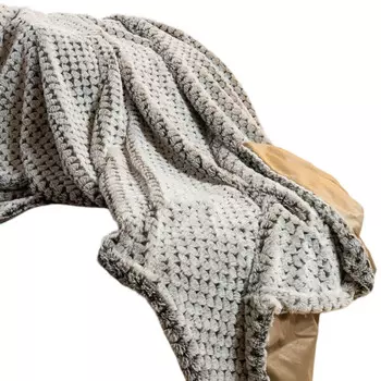 Коричневый плюшевый плед с эффектом омбре из искусственного меха Homezia, цвет Multicolored