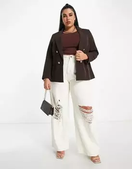 Коричневый практичный пиджак New Look Curve