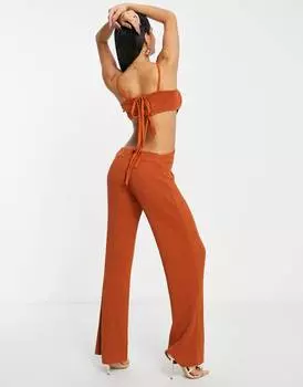 Коричневый праздничный трикотажный комбинезон с вырезами ASOS DESIGN