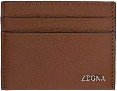 Коричневый простой держатель для карт ZEGNA