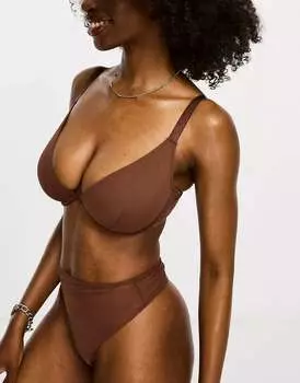 Коричневый разглаживающий сетчатый бюстгальтер на косточках ASOS Fuller Bust Mila