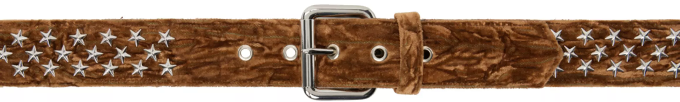 Коричневый ремень Collina Strada со звездами и заклепками