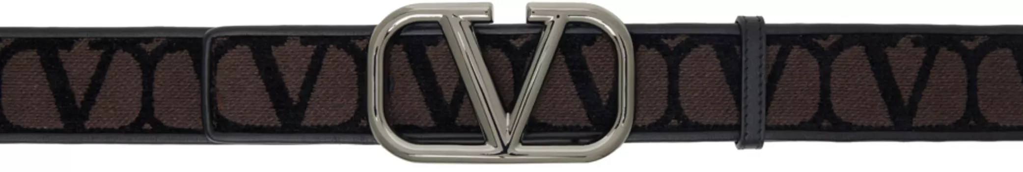 Коричневый ремень из тюля с иконографом Valentino Garavani