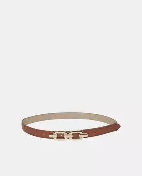 Коричневый ремень с пряжкой-цепочкой Pieces, коричневый