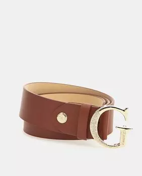Коричневый ремень с пряжкой с логотипом G Guess, коричневый