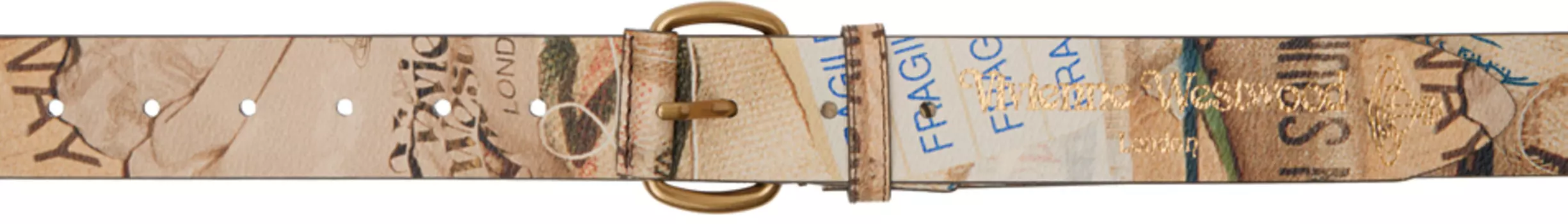 Коричневый ремень с роликовой пряжкой Vivienne Westwood