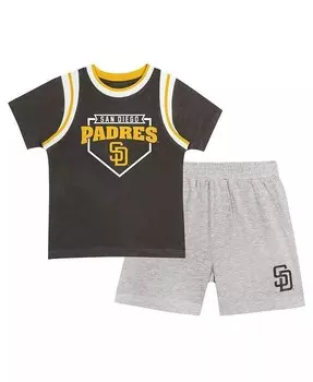 Коричневый/серый комплект с футболкой и шортами Toddler Fanatics San Diego Padres Bases Outerstuff, коричневый