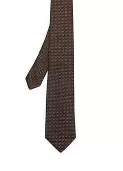 Коричневый шелковый галстук Canali, белый