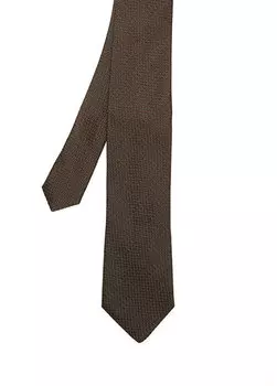 Коричневый шелковый галстук с фактурным рисунком Beymen