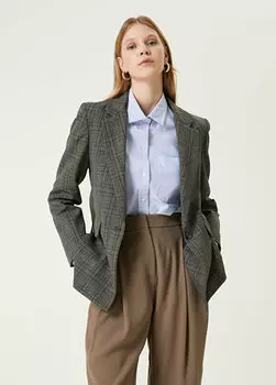 Коричневый-синий пиджак на одной пуговице в шотландскую клетку Beymen