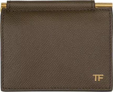 Коричневый складной держатель для карт с зажимом для денег TOM FORD