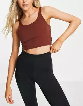 Коричневый спортивный бюстгальтер с легкой поддержкой Nike Yoga Luxe