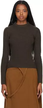 Коричневый свитер с круглым вырезом LEMAIRE