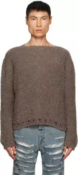 Коричневый свитер с вырезом 424