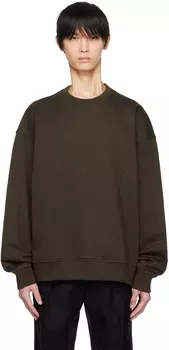 Коричневый свитшот с нашивками Wooyoungmi