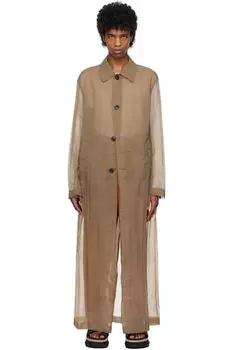 Коричневый свободный крой Mac Coat Dries Van Noten