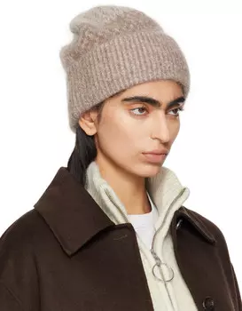 Коричневый Tine выцветший вязаный бини Holzweiler