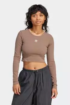 Коричневый топ Essentials с длинными рукавами в рубчик Adidas Originals, коричневый