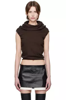 Коричневый топ из джерси Hollywood Shroud Rick Owens