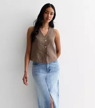 Коричневый топ на пуговицах спереди New Look, светло-коричневый