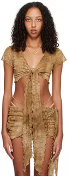 Коричневый топ с принтом Blumarine