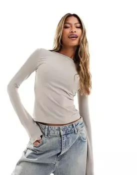 Коричневый топ с разрезом и пуговицами ASOS Design