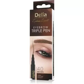 Коричневый Тройной карандаш для бровей Растушевка Весь день Стойкость Быстрое и простое нанесение Естественный вид, Delia Cosmetics