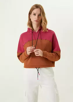Коричневый укороченный свитшот с капюшоном Network