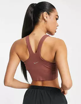 Коричневый укороченный топ Nike Yoga Luxe Dri-FIT