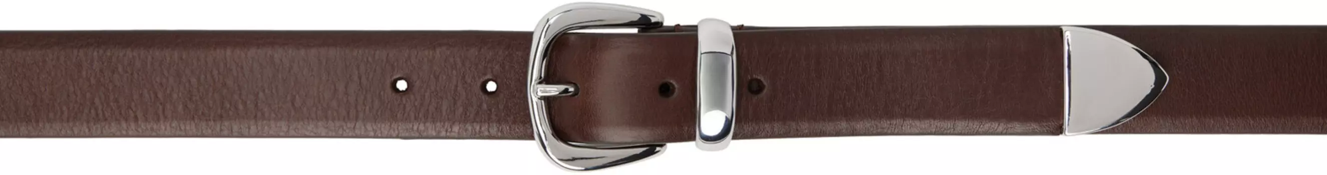 Коричневый узкий ремень из кожи растительного дубления Anderson's