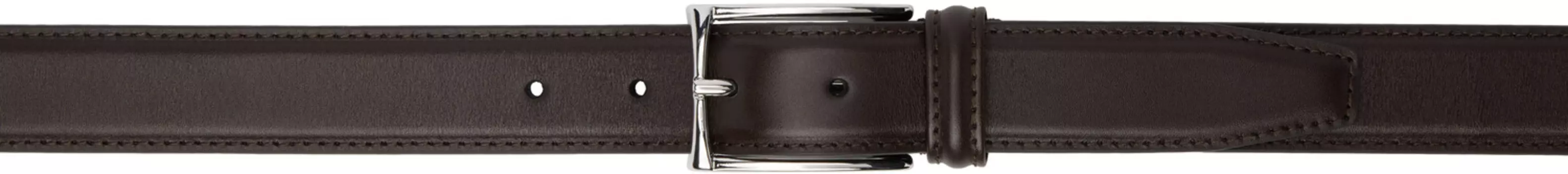 Коричневый узкий ремень с отделкой стежками Anderson's