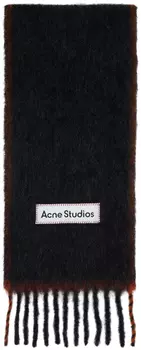 Коричневый узкий шерстяной мохеровый шарф Acne Studios