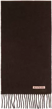 Коричневый узкий шерстяной шарф с бахромой Acne Studios, Brown melange