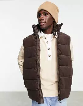 Коричневый вельветовый пуховик ASOS DESIGN