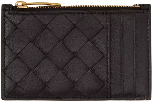 Коричневый визитница на молнии Bottega Veneta