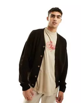 Коричневый вязаный кардиган в стиле рыбной ловли ASOS DESIGN