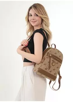 Коричневый женский холщовый рюкзак 24x29x9 см 05BHPC8040 Beverly Hills Polo Club, коричневый