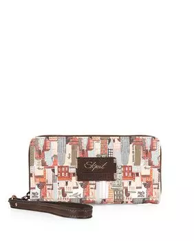 Коричневый женский кошелек Buildings на молнии SKPAT, коричневый