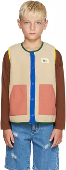 Коричневый жилет с цветными блоками Bobo Choses Kids