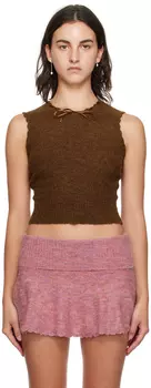 Коричневый жилет с фестонами в форме сердца GUIZIO