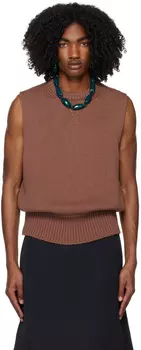 Коричневый жилет с круглым вырезом Jil Sander