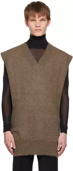 Коричневый жилет с v-образным вырезом Maison Margiela