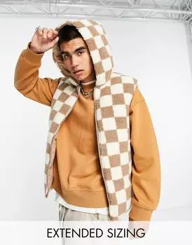 Коричневый жилет в клетку ASOS DESIGN