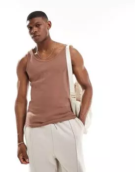 Коричневый жилет в рубчик ASOS DESIGN