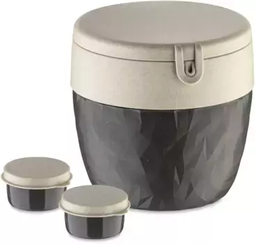 Коробка для мюсли KOZIOL "BENTOBOX L", (набор, 1 шт.), CO нейтральный, производство Германия. Биоциркулярный пластик 14,2х13х13,5 см, цвет nature ash grey