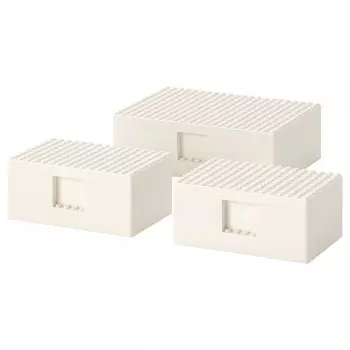 Коробка LEGO с крышкой, набор из 3 шт., белая, BYGGLEK IKEA