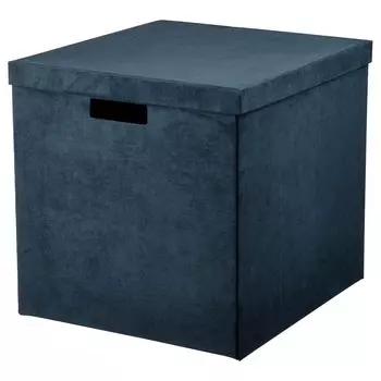 Коробка с крышкой, бархат темно-синий, 32х35х32 см, GJTTA IKEA