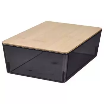 Коробка с крышкой Ikea Kuggis 18Х26Х8 см, черный/бамбук